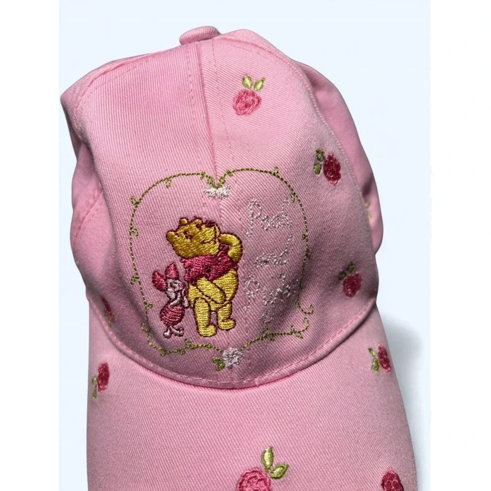 Pooh Bear & Friends Pooh Piglet Pink‎ Embroidered Baseball Cap Sz 2T - 3T Retro
